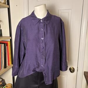 Chico's 2/M Eggplant Silk Button Up